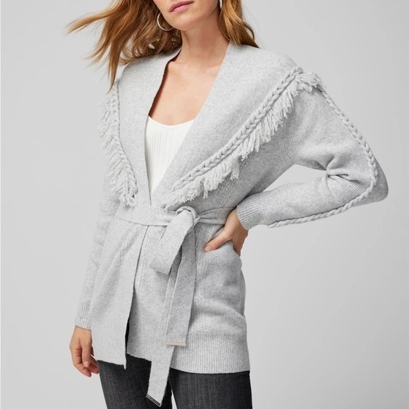 White House Black Market Fringe Belted Cardigan NEW!